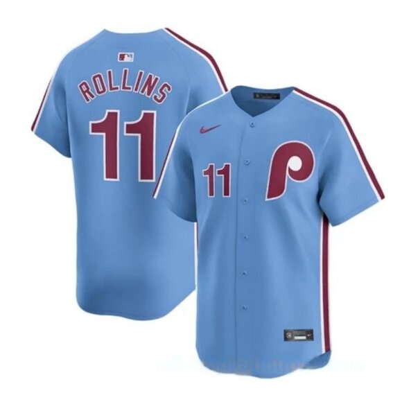 Mens Youths Kids Womens Jimmy Rollins Blue Stitched Jersey